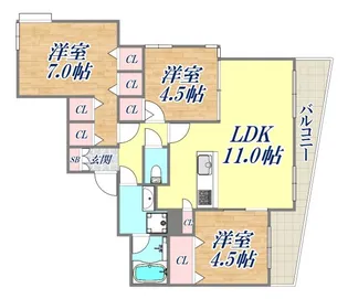 ドルフィンズマンション花隈【6階】の間取り
