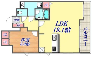 エステムプラザ神戸水木通グランクロス【10階】の間取り