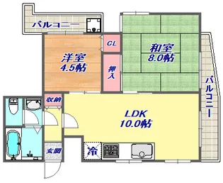 コスモ深江北町【2階】の間取り
