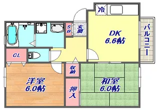 パセオ六甲【103号室】の間取り