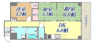 グランディール湊川【4階】の間取り
