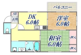リビング六甲ウエストB棟【1階】の間取り