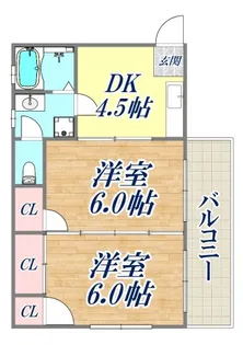ハイツ朝【2階】の間取り