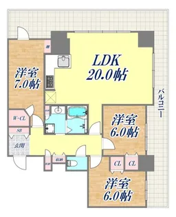 ライオンズタワー神戸元町【7階】の間取り