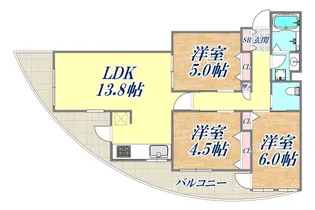 セレッソコート神戸花隈公園【6階】の間取り