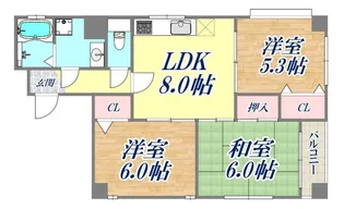 リンクル鷹取【3階】の間取り
