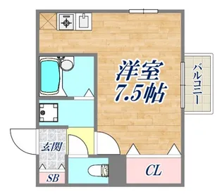 プランドール湊川【1階】の間取り