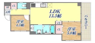 Glicina神戸三宮【2階】の間取り