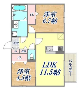 レーブ・クリエ【1階】の間取り