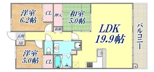 ジェイグラン須磨海浜公園【6階】の間取り