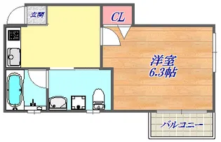 フロンフィール大道通【2階】の間取り
