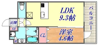 プレサンスTHE神戸【9階】の間取り