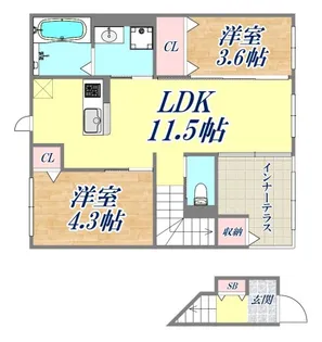 プレリー・春日野【2階】の間取り
