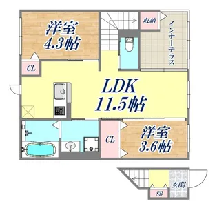 プレリー・春日野【2階】の間取り