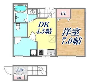 うえむらハイツ【1階】の間取り