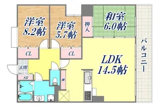 ハーバービュー六甲【6階】の間取り