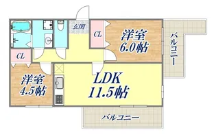 ラムール三宮【2階】の間取り
