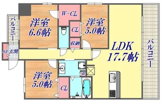 ソルレヴェンテ神戸中山手通【3階】の間取り