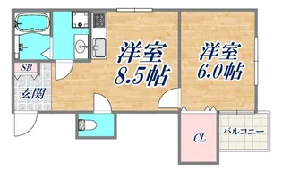 ヴィレッジ・リバー住吉【2階】の間取り