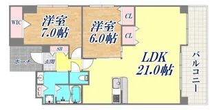 ワコーレ神戸北野ザ・テラス【7階】の間取り
