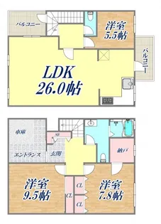 兵庫県神戸市東灘区岡本5丁目【タウンハウス】の間取り