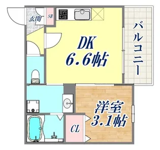 1DKの間取り画像