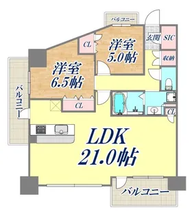 ワコーレ神戸トアプレミアム【3階】の間取り