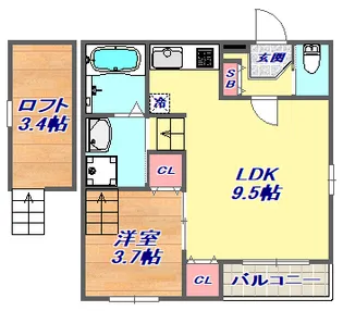 ハーモニーテラス青木【1階】の間取り