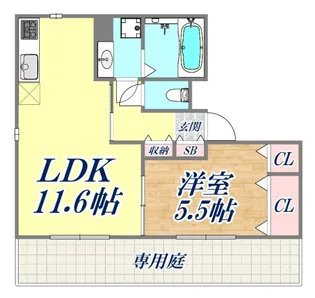 神戸6番館【1階】の間取り