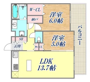 ベイシティタワーズ神戸EAST【13階】の間取り