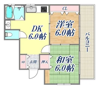 アパートメントK(兵庫区)【2階】の間取り