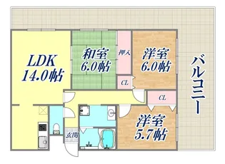 サンシーズ南山手【1階】の間取り