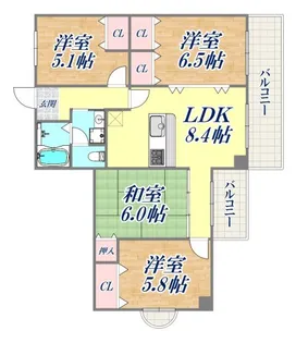 パレ檜【3階】の間取り