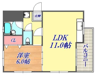1LDKの間取り画像