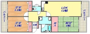 グランドメゾン六甲箕岡【1階】の間取り