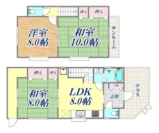 兵庫県神戸市東灘区田中町3丁目【一戸建】の間取り