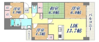 パームスクエアジェームス山【8階】の間取り