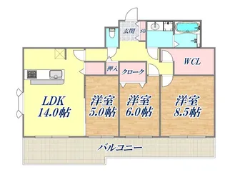 ビタミンテラス上筒井【3階】の間取り