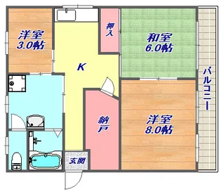 楠丘マンションC棟【4階】の間取り