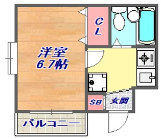 レジデンス石屋川【3階】の間取り