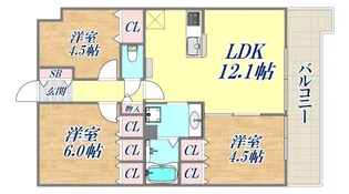 ワコーレ神戸三宮G.C.【6階】の間取り