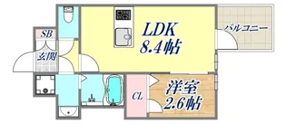 エスリード神戸三宮ヒルズ【401号室】の間取り
