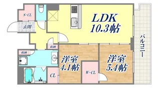GENOVIA神戸湊川公園【1502号室】の間取り