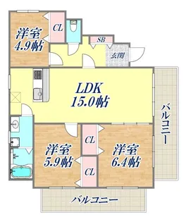 ラムール籠池【2階】の間取り