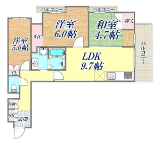 神戸元町山手ヴィアージュ【8階】の間取り