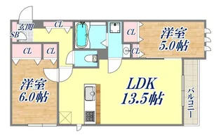 高倉山フラッツ【2階】の間取り