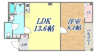 ヴィラ湊川【2階】の間取り