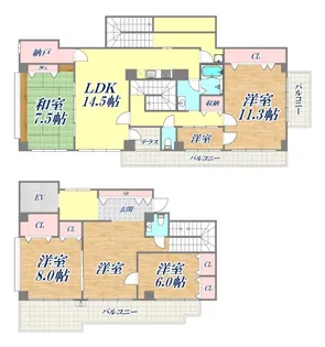 ラムール六甲山ノ手【2階】の間取り