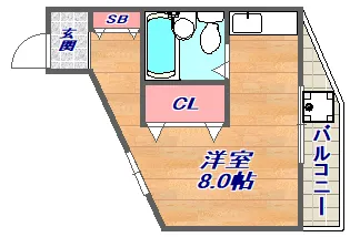 ハイメゾン岡本【1E号室】の間取り