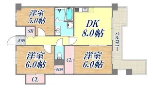 マリンクレール六甲1【6階】の間取り